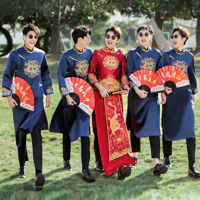 Groomsmen's clothing, brothers' group clothing, Chinese style national style wedding, groom's wedding, Tang suit robe, coat, funny Hanfu for men