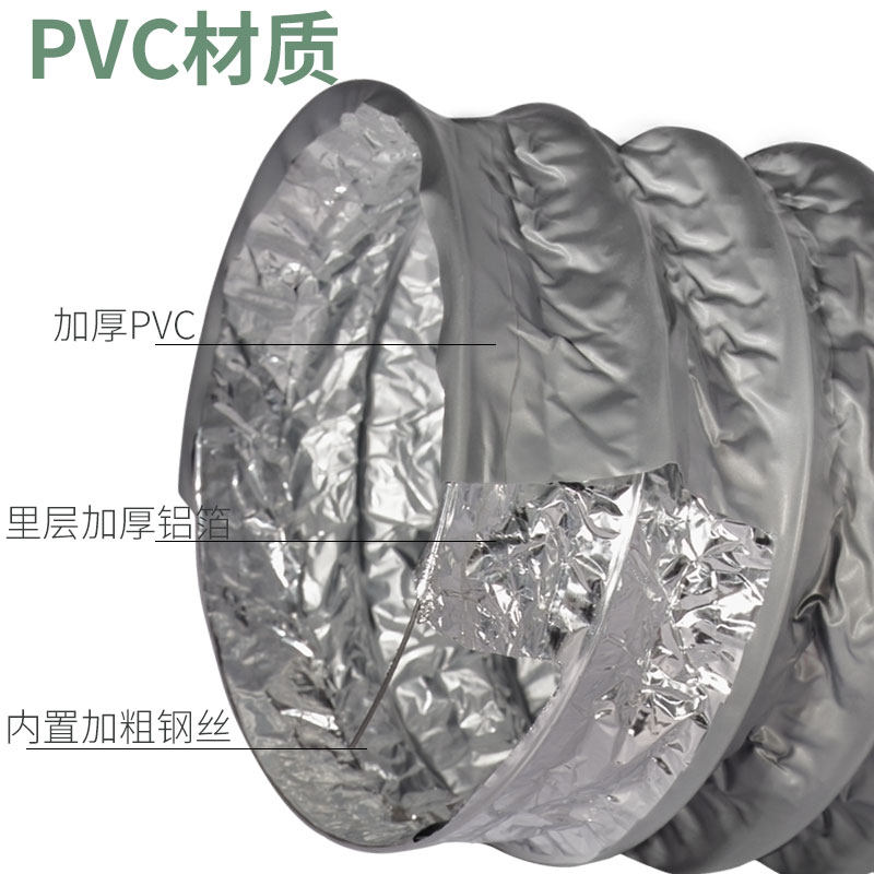 Pvc Aluminum Foil Exhaust Pipe Tin Foil Bathroom Heater Ventilation Fan Exhaust Duct Telescopic Hose Range Hood Exhaust Pipe