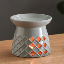 Light Gray Lamp Checkered Ceramic Aromatherapy Lamp Candle Burner Essential Oil Lamp Export Foreign Trade Amazon AliExpress