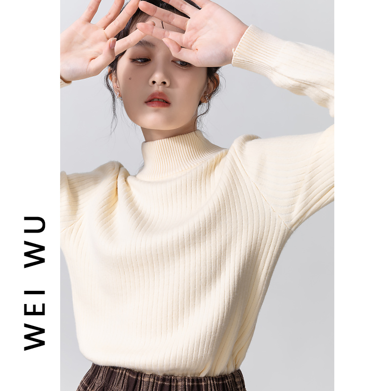 Integrated suede thickened milk fufu semi-high collar sweater women's winter 2023 new pit bar for hitch-bottom-knit jersey-Taobao