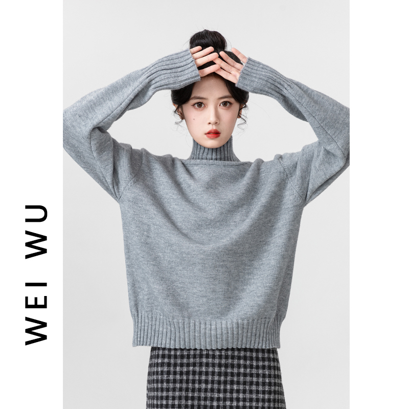 Gray Turtleneck Sweater for Women, Autumn and Winter 2026 New Style, Solid Color Versatile Pullover, Thickened Knit Top for Layering Gray Turtleneck Sweater for Women, Autumn and Winter 2026 New Style, Solid Color Versatile Pullover, Thickened Knit Top for Layering