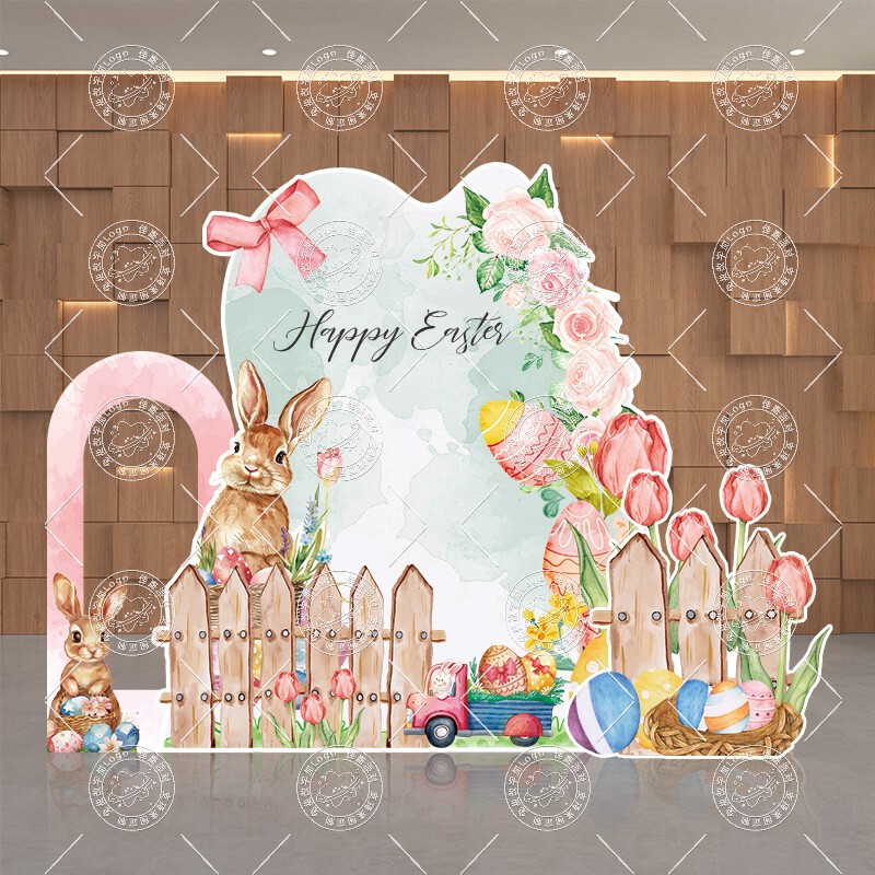 Easter Themed Party Event Kt Board Cartoon Rabbit Egg Decoration Photo Frame Holiday Celebration Kt Board Props