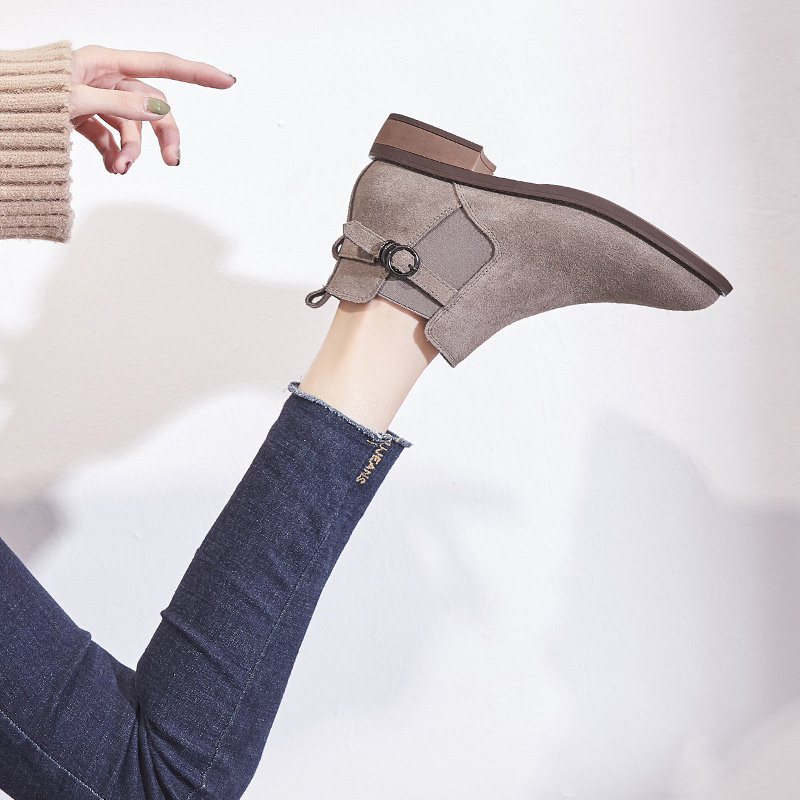 B L WALKER British style Martin boots women's tide ins2021 new retro thick heel short boots women's all-match flat bottom