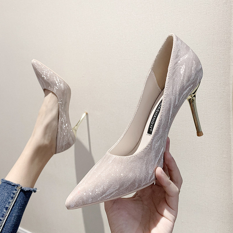 Hong Kong wind Tide brand small high heels women 2021 early autumn new fine with ins fairy all sexy Net red pointed shoes