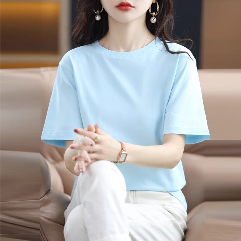 【Official Website 90% off】T-Shirt Short-Sleeved for Women, Loose Fit, 2025 New Summer Style, Regular Shoulder, Pure Cotton, ins Round Neck Top 【Official Website 90% off】T-Shirt Short-Sleeved for Women, Loose Fit, 2025 New Summer Style, Regular Shoulder, Pure Cotton, ins Round Neck Top