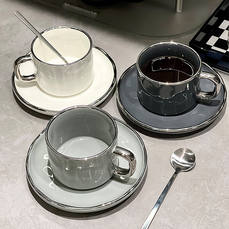 Light Luxury Coffee Cup, High-End and Exquisite European-Style Afternoon Tea Set, High-End Ceramic Cup and Saucer Set for Women with Good Looks