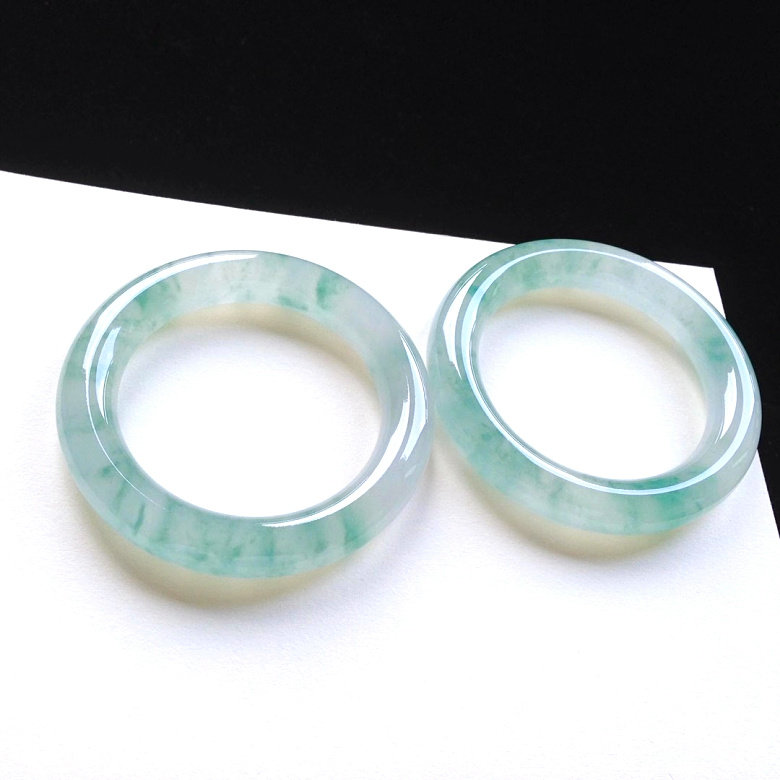 Water-permeable and ice-like round jade bracelet, clear water, floating flowers, Burmese jade bracelet, A-grade jade bracelet, gift for women