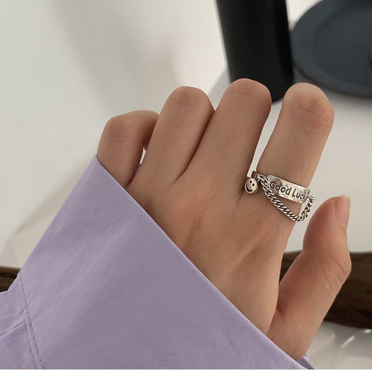Smiley Face Ring, Smiley, Unique, Niche, ins Trendy Fashion, Minimalist Style, Unisex Couple, Internet Celebrity, Hip-Hop Ring, Jewelry