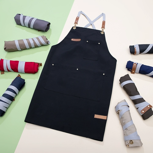 Джинсовый фартук, кофейный водонепроницаемый чай с молоком, популярно в интернете, делается под заказ, с печатью вашего логотипа