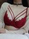Japanese red animal year underwear for women with big breasts, ultra-thin lace wedding bra, sexy bra set, large size