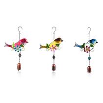 Pastoral style bird wind chime iron art pendant metal glass painted bell wall craft decoration customization