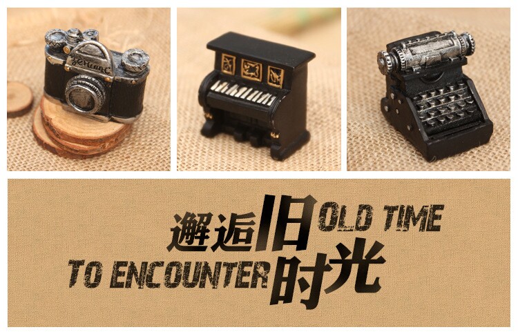 Оригинальный подарок 相机钢琴打字机复古做旧创意树脂迷你小摆件家居装饰网店拍摄定制 German/only banquet