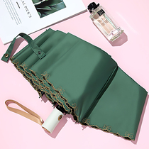 Sun umbrella sun protection and UV protection womens double-layer vinyl parasol small portable folding umbrella for women rain or shine