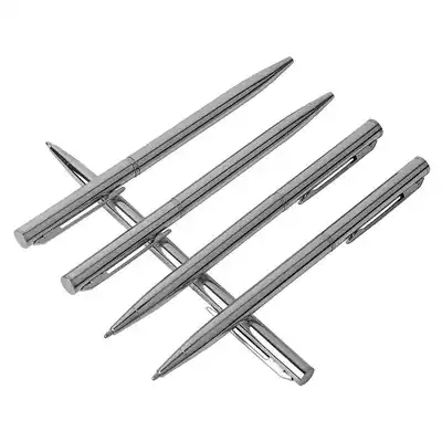 Stainless steel ballpoint pen◆Metal pen barrel ballpoint pen rotating style signature pen business office metal oil pen fiber