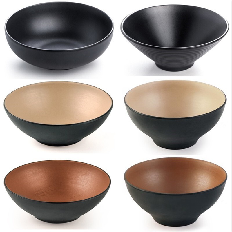 Melamine Ramen Bowl, Black Matte, Commercial Rice Noodle Bowl, Plastic Snail Noodle Bowl, Soup Bowl, Japanese-Style Noodle Bowl, Special for Noodle Restaurants