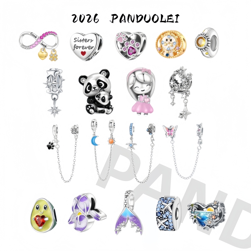 【New Product】S925 Sterling Silver Bracelet Pan Family Style DIY Panda Princess Beaded Bracelet with Safety Anti-Loss Chain