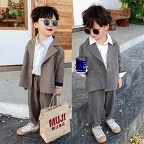 Childrens suits spring and autumn foreign style childrens casual suit three-piece Korean version fashion baby flower girl dress trend