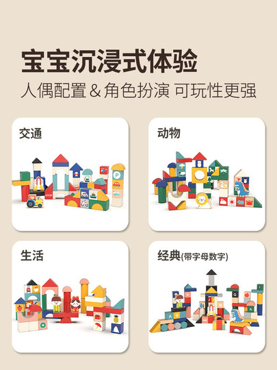 Деревянные строительные блоки imikids для малышей, крупные детали, развивающие игрушки для сборки, для детей от 1 до 2 лет, для мальчиков и девочек