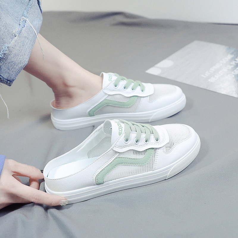 Pregnant women's shoes are wearing a summer puffy lazy lazy lazy flat sandals net red half slippers 2022 tide