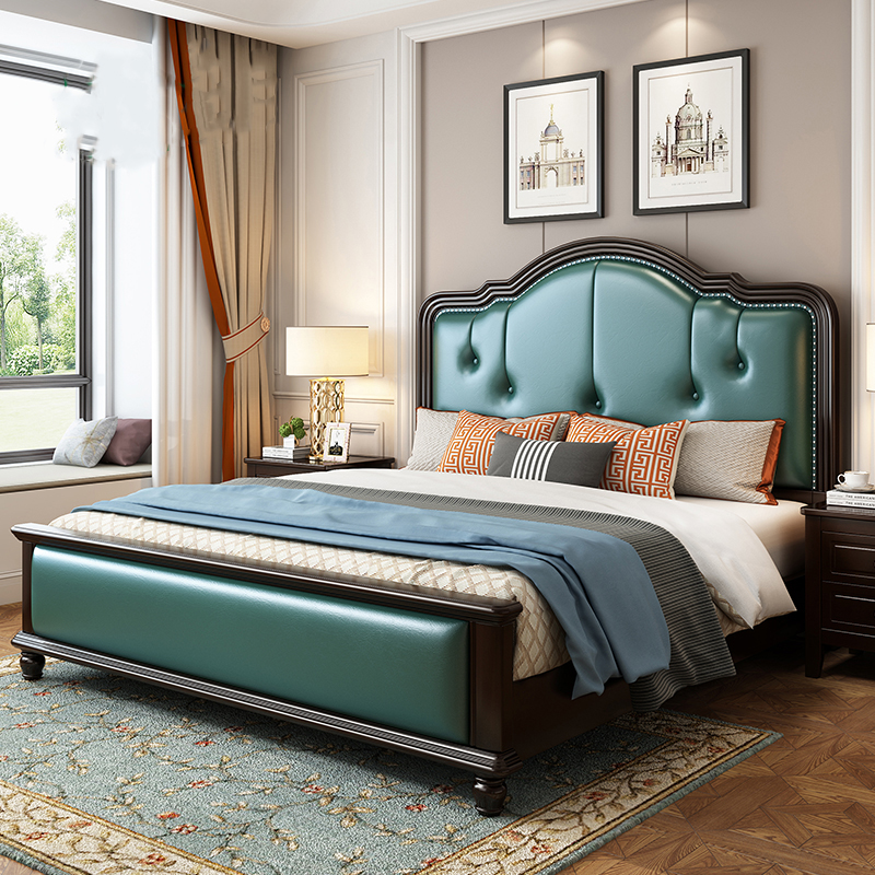 American solid wood bed 1 8 m white master bed modern simple 1 5 m European wedding bed light luxury pack double bed