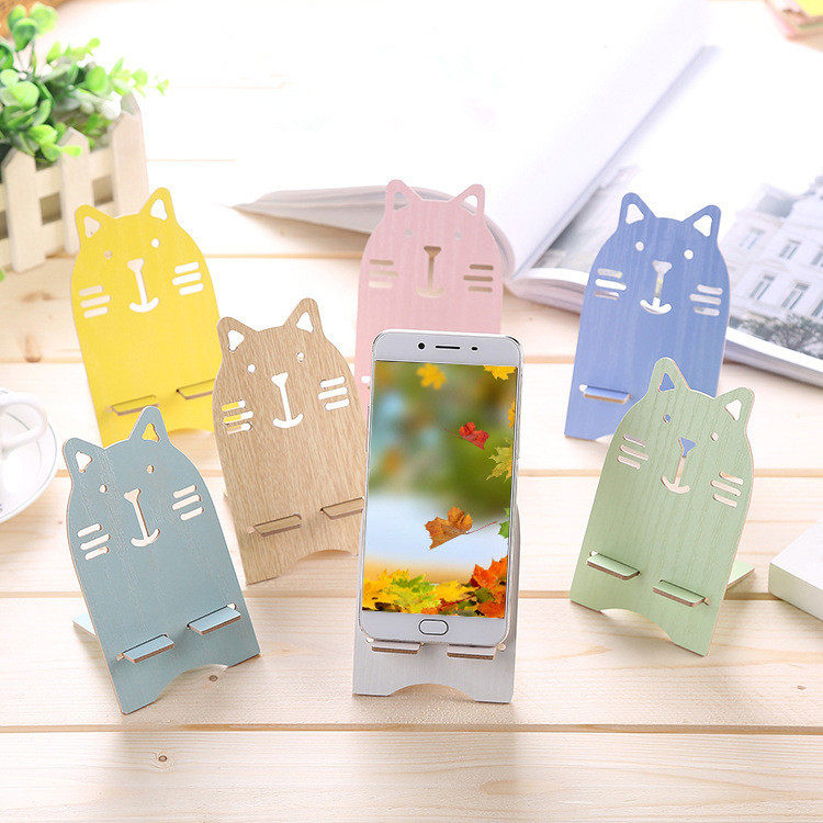 Mobile phone rack Desktop minimalist woody cute lazy person phone rack Dormitory Tablet Watch TV bracket