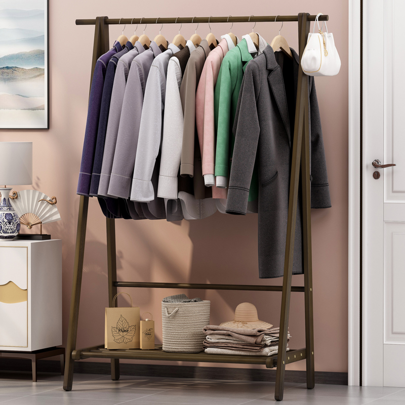 Coat rack solid wood hanger floor bedroom simple hanger rack bamboo living room home hanger bedroom