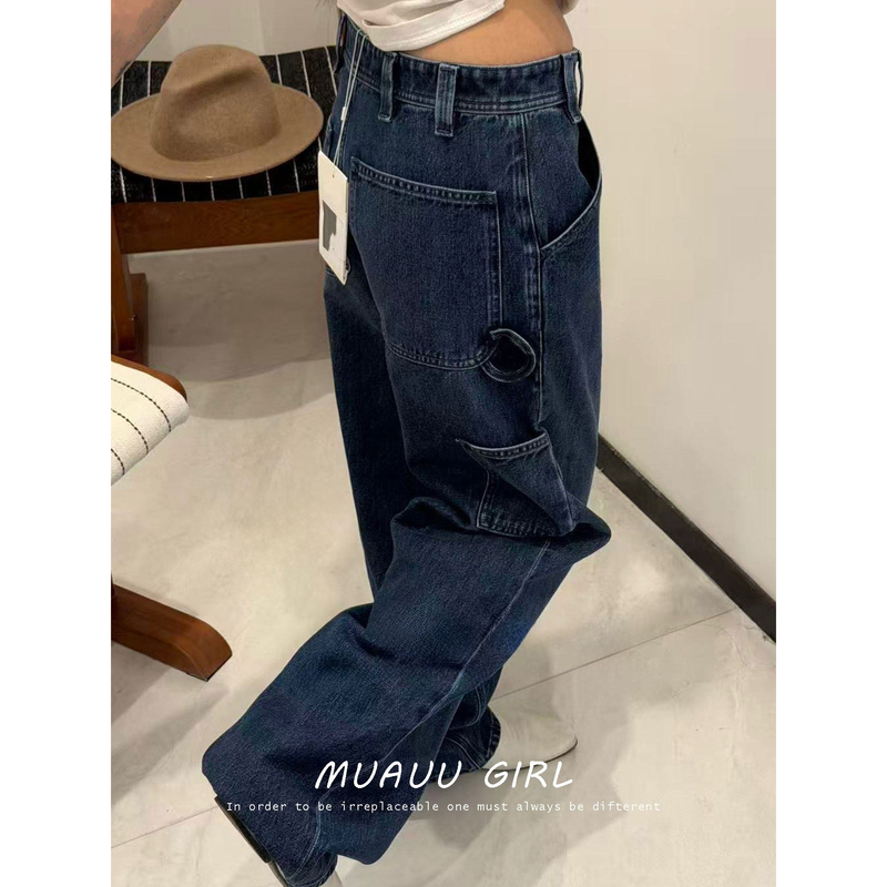 Muauu Girl 1.26 Inch Top-Tier Version ~ Jennie's Same Style! 26C Heavy-Duty Raw Denim Washed Straight-Leg Jeans Muauu Girl 1.26 Inch Top-Tier Version ~ Jennie's Same Style! 26C Heavy-Duty Raw Denim Washed Straight-Leg Jeans