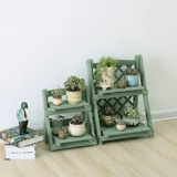 Два -слойная мини -сплошная древесина маленькая цветочная полка, сочный настольный эркуальный окно, многослойные столы на столешнике на полке балкона