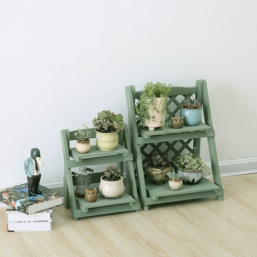 Два -слойная мини -сплошная древесина маленькая цветочная полка, сочный настольный эркуальный окно, многослойные столы на столешнике на полке балкона