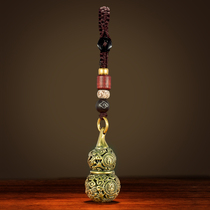 Auspicious Ruyi Dragon Tattooed Plinth Pure Brass Car Key Button Transfer Pendant Retro Key Ring Ring Hung Decoration Male Gift