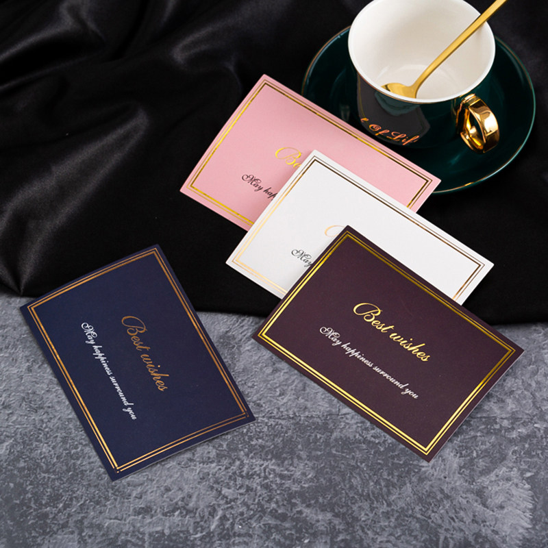 Single card Korean square printing English business small card holiday birthday thank you blessing bronzing card greeting card