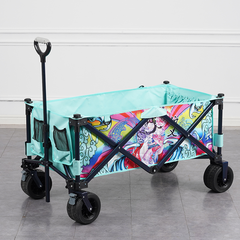 Boyi fishing trolley outdoor camp car black pit artifact folding trolley car camping trolley pull cargo cart