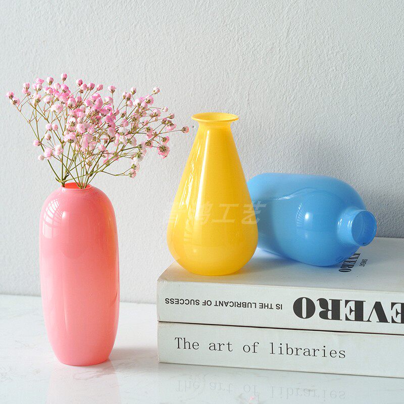 Net Red Stained Glass Vase Nordic Minimalist Home Living Room Desk Face Flower Arrangement Ware Creative Hydroponic Pendulum Pieces