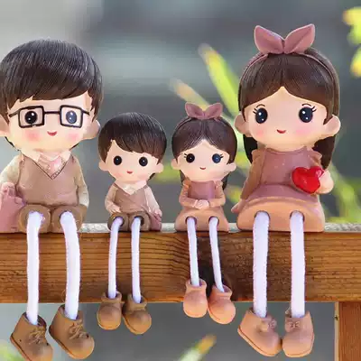 Living room TV cabinet wedding decoration gifts small ornaments four cartoon hanging foot doll creative home decoration ornaments