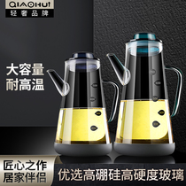 Qiahui oil pot glass ribbon scale thickened kitchen oil pot does not hang oil leakage-proof oil bottle household large capacity