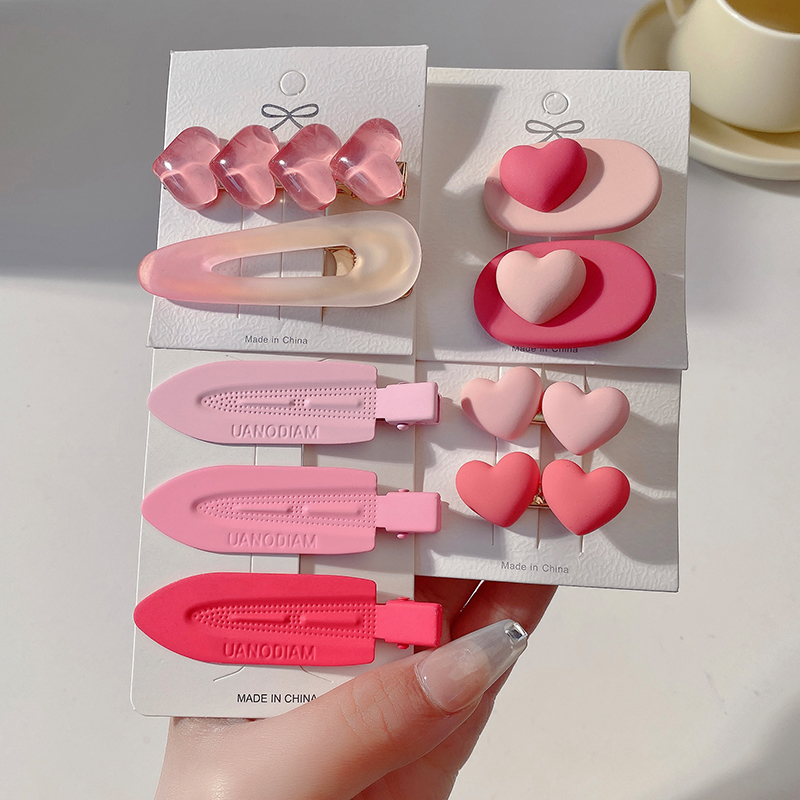 images 1:Pink hairpin 2023 new little hair card side Liu Hai clip cute side love duck mouth clip headdress