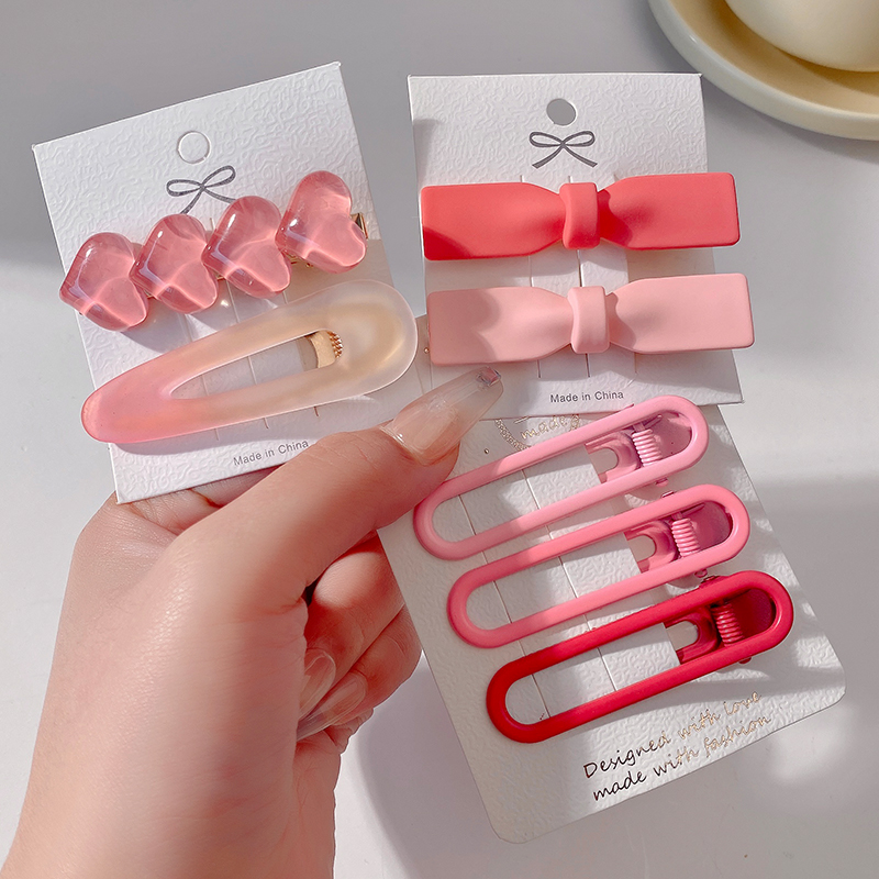 images 26:Pink hairpin 2023 new little hair card side Liu Hai clip cute side love duck mouth clip headdress
