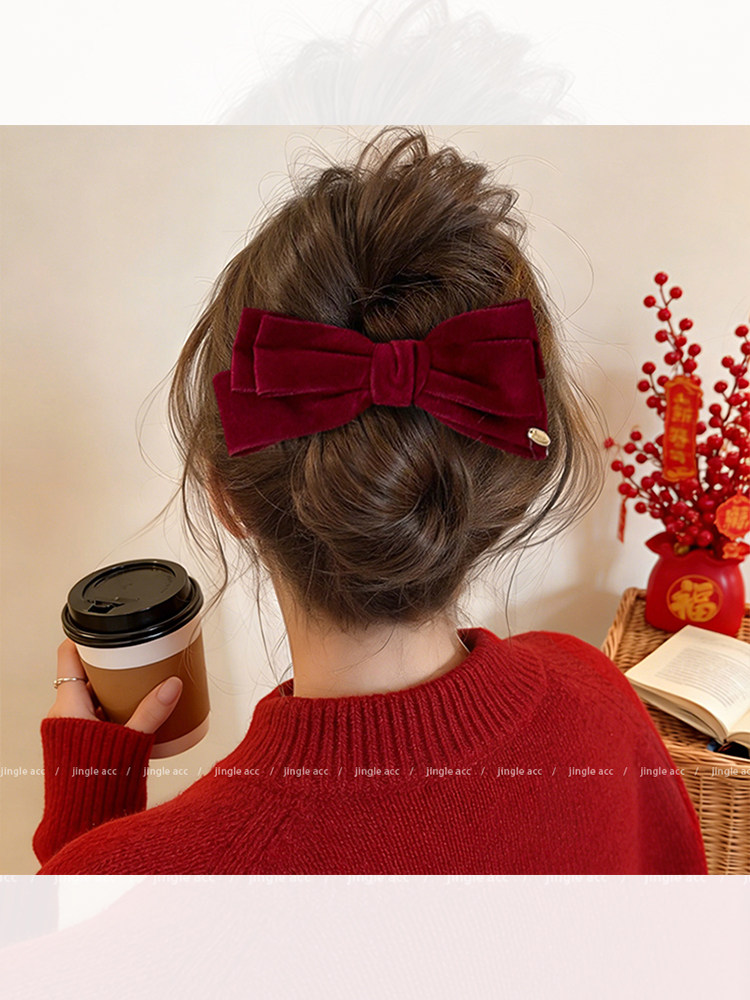 New Year Hair Accessories Red Duckbill Hair Clip for Women 2026 New Style Updo Claw Clip Back of Head Hairpin New Year Headwear