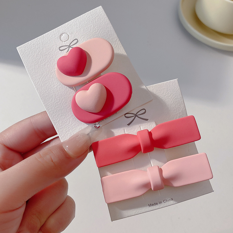 images 21:Pink hairpin 2023 new little hair card side Liu Hai clip cute side love duck mouth clip headdress
