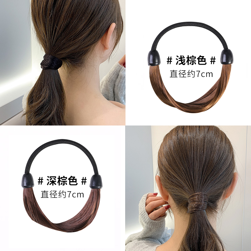 images 6:Wig hair ring headline New 2022 folk tendon girl hair ponytail hair rope girl adult leather headdress