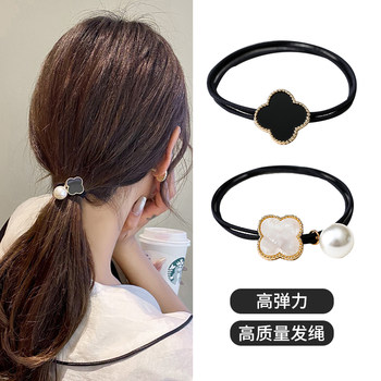 Four-Leaf Clover Hair Tie for Women, Summer 2025 New Style, High-End Hair Band, Elastic Hair Tie for Ponytail, Hair Accessory