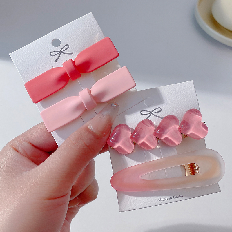 images 14:Pink hairpin 2023 new little hair card side Liu Hai clip cute side love duck mouth clip headdress