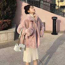 New fur 2021 Autumn Spring Machine car clothing imitation mink plush coat small fragrant wind leather buckle coat women fashion Wild