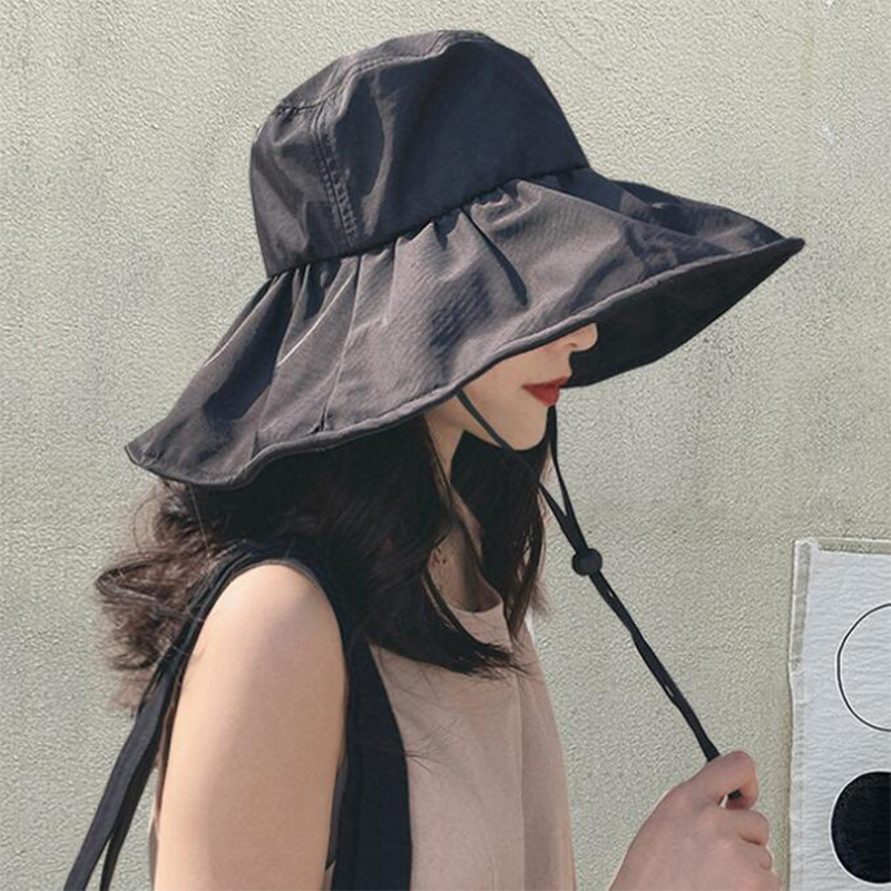 Evidison Free black glue sunscreen sun hat women's summer face-covering anti-UV all-match big-edge fisherman hat