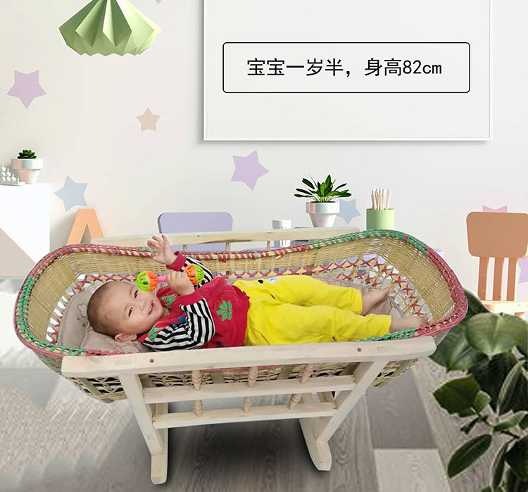 Baby cradle bed old-fashioned shake-up and anti-shock traditional baby shaking basket to soothe bamboo sleeping basket