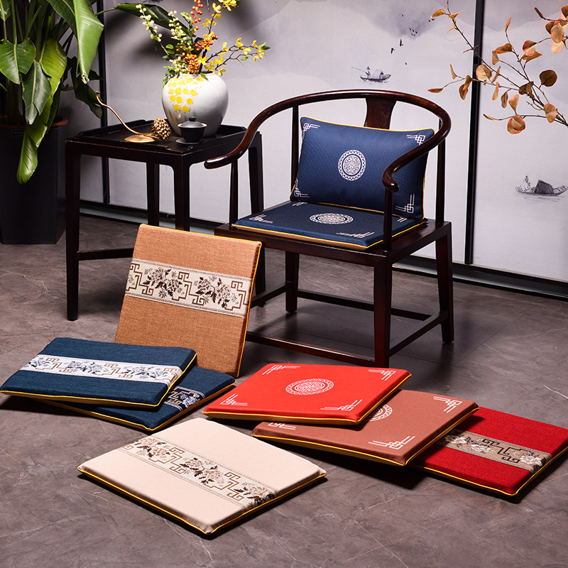 Chinese Red Wood Chair Cushion Tea Chair Solid Wood Furniture Sofa Chair Cushion Taike Chair Circle Chair Officer Hat Chair Dining Chair Seat Cushion