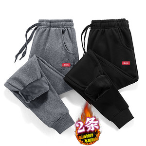 2条男士加绒加厚束脚裤休闲运动裤哈伦男裤