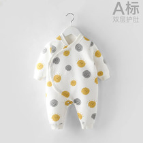 Baby jumpsuit thick in autumn and winter cute ha coat cotton spring and autumn newborn baby clothes newborn cotton autumn clothes