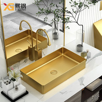 Hee Steel Rectangular Stainless Steel Table Basin Light Lavish Washbasin Face Basin Home Toilet Wash Basin Art Basin