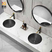 Hee Steel Round Black Nordic Wind Stainless Steel Floor Basin Washbasin Single Basin Home Washbasin Flush Flush